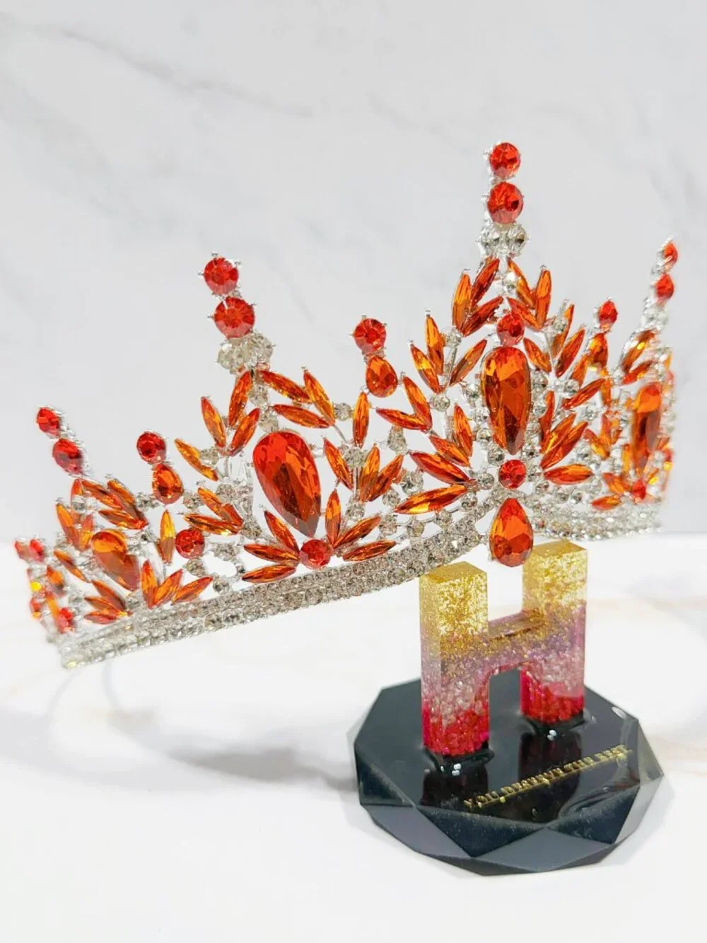 Amber crystal tiara, beauty pageant crown, wedding bridal headpiece, Prom crown